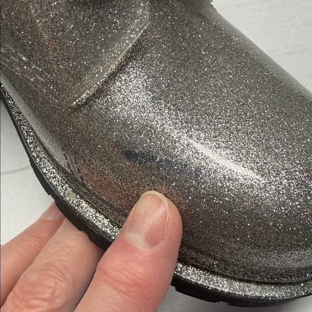 Michael Kors Silver Glitter Tavie Lug Sole Lace Up Combat Rain Booties Size 6 - Picture 11 of 11